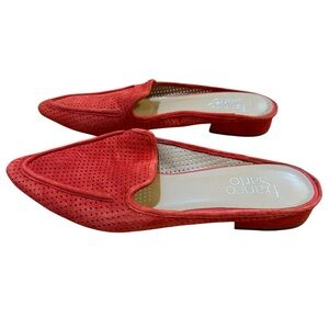 Franco Sarto Red Perforated Suede Mules